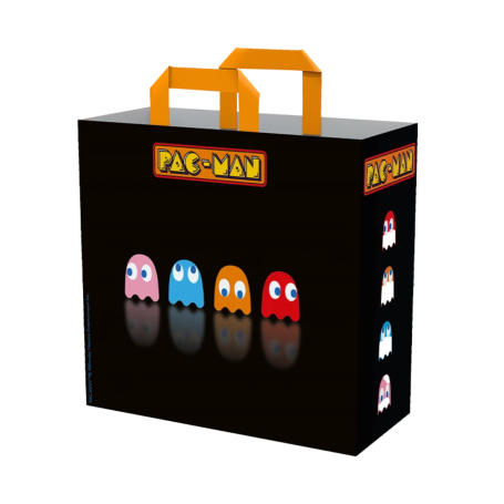 Stitched Shopping Bag Pac-Man - Black