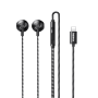 Remax RM-711i Metal Lightning Wired Earphones 1.2M Black – High-Quality Sound for Your Devices
