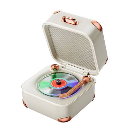 REMAX Treasure Box RB-M71 1200mAh Portable Bluetooth 5.4 Speaker - Retro Design - 360° Stereo Sound - Beige