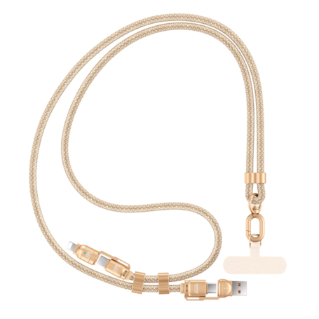 Remax C7 Adjustable USB / Type-C to Lightning Type-C Braided Power Delivery 240W Collar Cable - 1.5M - Gold