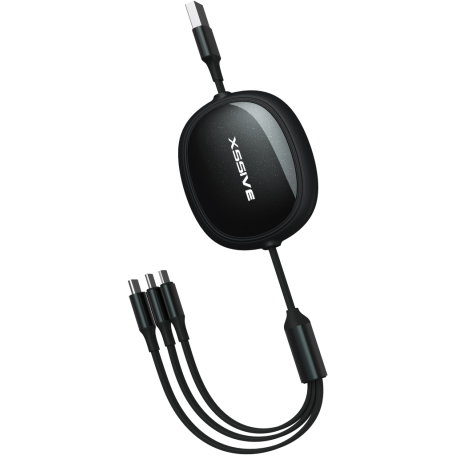 XSSIVE 3in1 Retractable Fast Charging Cable - XSS-3IN1DESK2B | Universal Compatibility & Durable Design