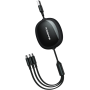 Câble Rétractable 3-en-1 de Charge Rapide Transfert de Données XSSIVE XSS-3IN1DESK2B - Noir