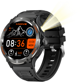 Montre Connectée AMOLED XSSIVE XSS-SW8 Noir avec Lampe Extérieur - Design Épuré et Technologie Avancée