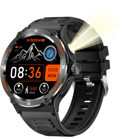 XSSIVE AMOLED Smartwatch with Outdoor Flashlight XSS-SW8 - Black