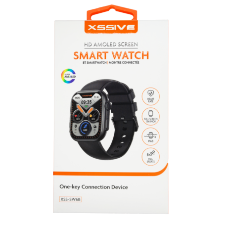 Montre Connectée Ecran AMOLED HD Bracelet en Silicone XSSIVE XSS-SW6B - Noir
