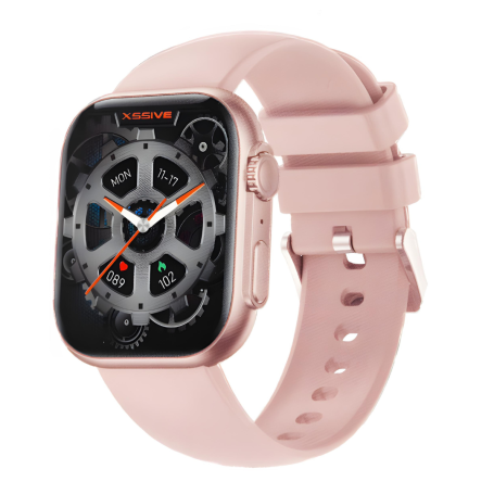 XSSIVE HD AMOLED Display Smartwatch XSS-SW6RG - Smart Features in Rose Gold Silicone Strap