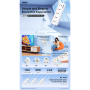 Multiprise REMAX RP-U160 Kiddy Series – 5 Prises + 4 Ports (3 USB, 1 Type-C) – Noir