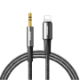 REMAX C25 Black 1.2M Braided 3.5mm Lightning to Jack Adapter Cable | High-Quality Audio Solution