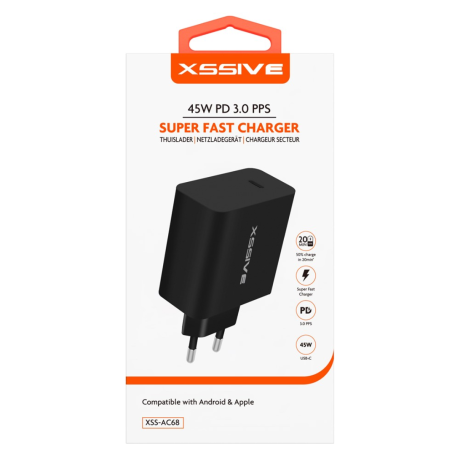 XSSIVE XSS-AC68 45W PD Super Fast Charger - Black