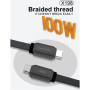 Câble USB-C / Type-C Nylon Tressé 100W Jaune - X198 (WUW)