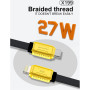 Câble USB-C / Lightning Nylon Tressé 27W Jaune - X199 (WUW)