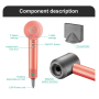 VGR Foldable Hair Dryer BLDC Dual Voltage Salon Ionic V440 Red