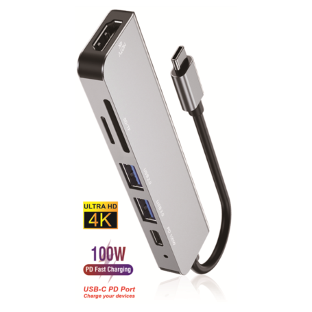 HUB Type-C/USB 6 in 1 - USB 2.0 +USB 3.0 + SD + TF + PD LinQ ID7964