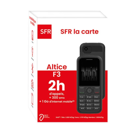 PACK Altice F3 avec Carte Sim 2h d'Appels + 300 SMS + 1Go Internet
