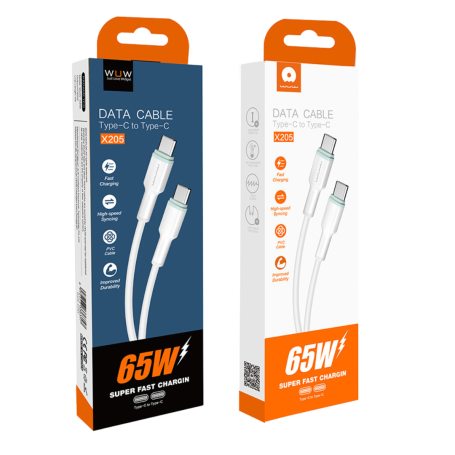 Câble USB-C / USB-C 65W Blanc - X205 (WUW)