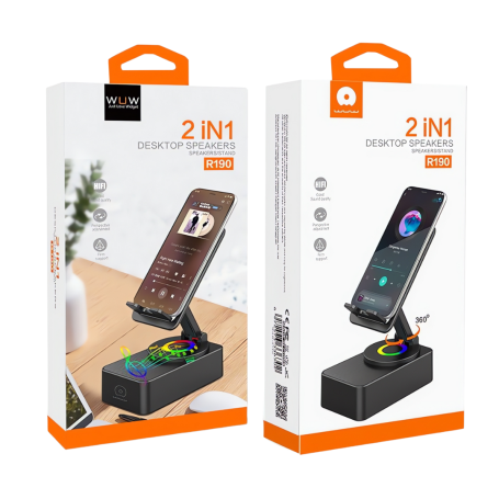 2-in-1 Desktop Speaker Stand Black - WUW R190