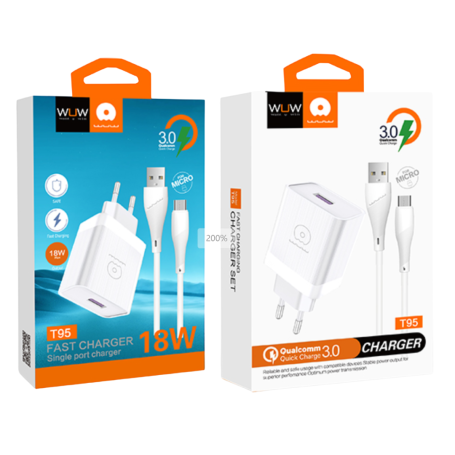 Kit chargeur USB/ Micro-USB T95 18W Wuw