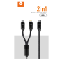 Câble 2in1 Type-C/Type-C & Lightning 60W Wuw X220 Noir