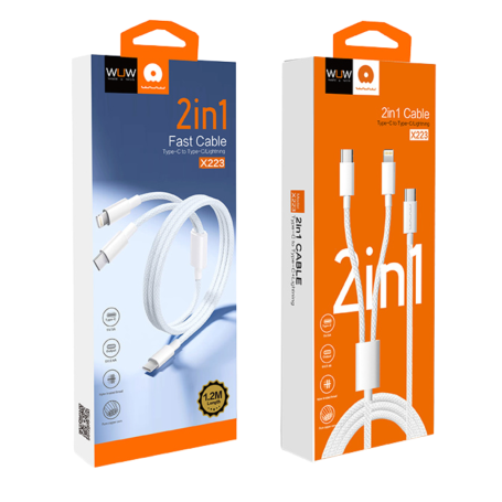 Câble 2 en1 Type-C / Type-C & Lightning WUW X223