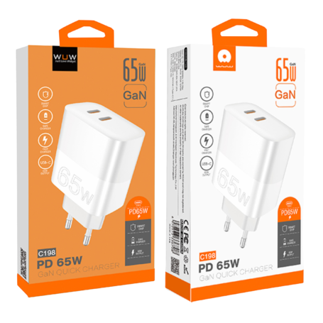 Chargeur GaN PD 65W double Type-C Wuw C198