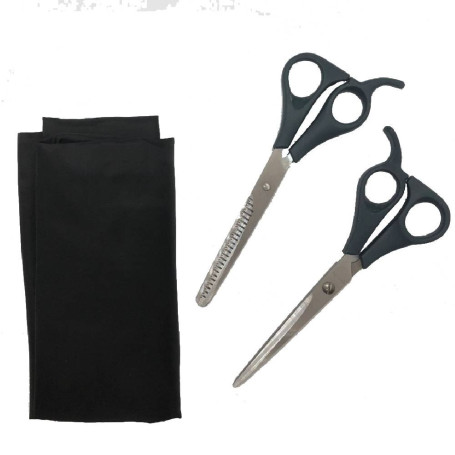 Ensemble de Coiffure (Ciseaux Droits + Ciseaux Effileurs + Cape)