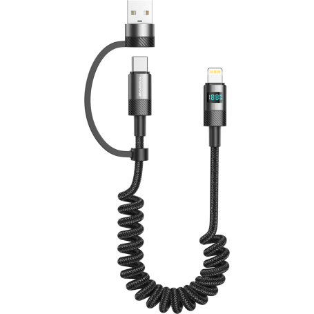 XSSIVE 2-in-1 Charging Cable 1.5m Black Lightning USB-C USB-A Fast Charge XSS-SC-LCA