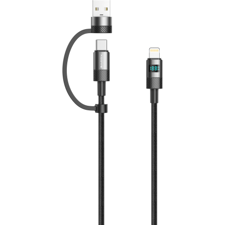 XSSIVE 2-in-1 Charging Cable USB-C/USB-C with USB-A 1.2m XSS-CCA-1.2M – Black