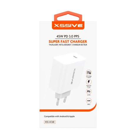 Chargeur Rapide USB-C 45W XSSIVE XSS-AC68 - Blanc