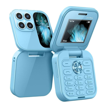 Mini Telephone Portable i17 Pro Dual Nano SIM 2+16Go 1.77‘’ Bleu