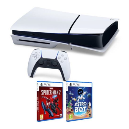Console Sony PlayStation 5 - PS5 Slim Edition Standard Blanc - 1 To SSD + Astro Bot + Spiderman 2