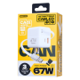 REMAX CA01 67W GaN Fast Charger with Telescopic USB-C Cable – EU – White