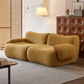 Canapé Modulable 2 Places – Tissu Chenille – Confort & Design Compact - Caramel