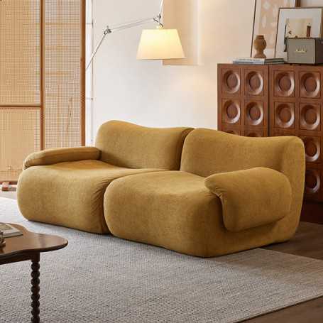 Canapé Modulable 2 Places – Tissu Chenille – Confort & Design Compact - Caramel