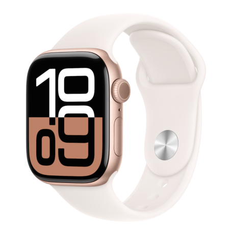 Montre Connectée Apple Watch Series 10 GPS Boîtier Aluminium Or Rose 42 mm Boucle Sport Rose Tendre S/M MWWH3QF/A - Neuf