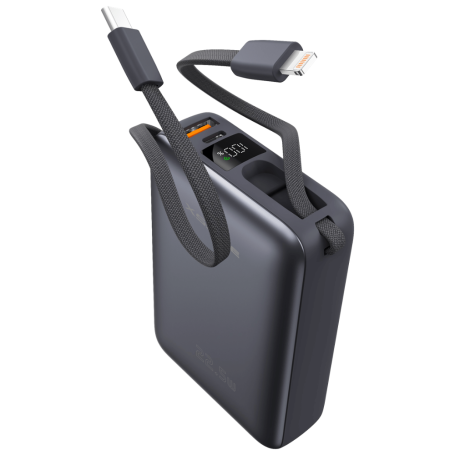 Power Bank 20000mAh XSSIVE XSS-PB46 avec Câbles USB-C et Lightning Intégrés - Haute Capacité et Polyvalence pour Vos Appareils