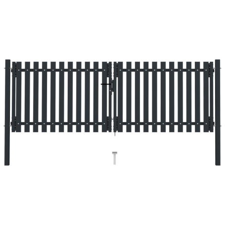 vidaXL Double Door Steel Fence Gate - 306x125 cm - Anthracite Gray