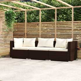 Canapé 3 places vidaXL Marron Résine tressée - Confort et élégance pour votre salon!