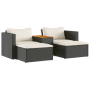 vidaXL 5 Piece Patio Furniture Set with Black Cushions - Wicker Resin and Acacia Wood