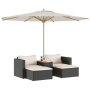 vidaXL 5 Piece Patio Furniture Set with Black Cushions - Wicker Resin and Acacia Wood