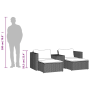 vidaXL 5 Piece Patio Furniture Set with Black Cushions - Wicker Resin and Acacia Wood