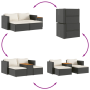 vidaXL 5 Piece Patio Furniture Set with Black Cushions - Wicker Resin and Acacia Wood