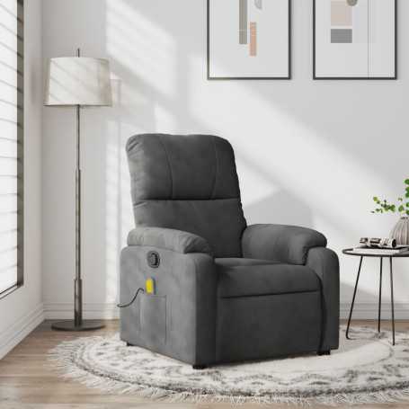 vidaXL Dark Grey Microfiber Fabric Massage Recliner Chair