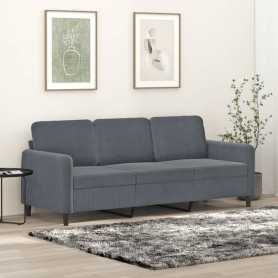 "Magnifique Canapé 3 Places Velours Gris Foncé 180 cm | vidaXL - Confort et Élégance"