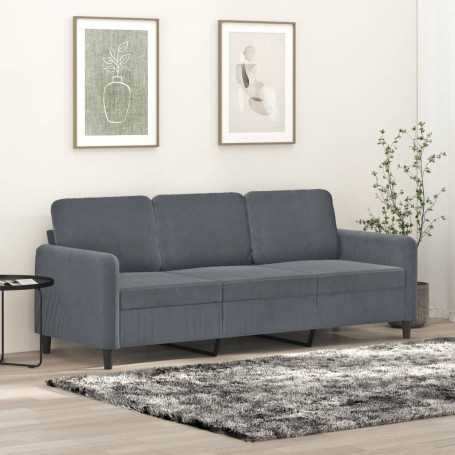 "Magnifique Canapé 3 Places Velours Gris Foncé 180 cm | vidaXL - Confort et Élégance"