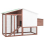 Chicken Coop with Nest Box Mocha and White Solid Fir Wood vidaXL