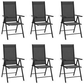Lot de 6 Chaises de Jardin Pliables Aluminium Noir - Confort et Élégance | vidaXL"