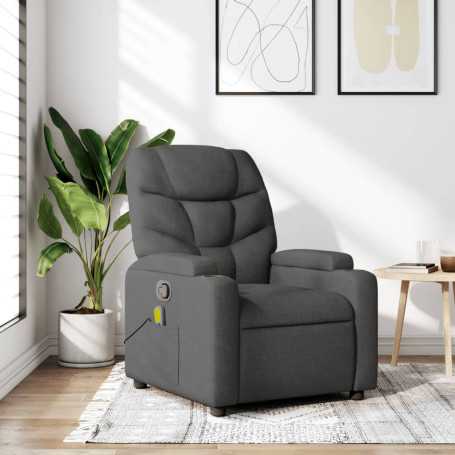"Méga-Confort : Fauteuil de Massage Inclinable vidaXL en Tissu Gris Foncé - Relaxation Ultime"