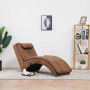 vidaXL Massage Chaise Longue with Pillow - Brown Faux Suede