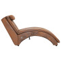 vidaXL Massage Chaise Longue with Pillow - Brown Faux Suede