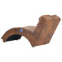 vidaXL Massage Chaise Longue with Pillow - Brown Faux Suede